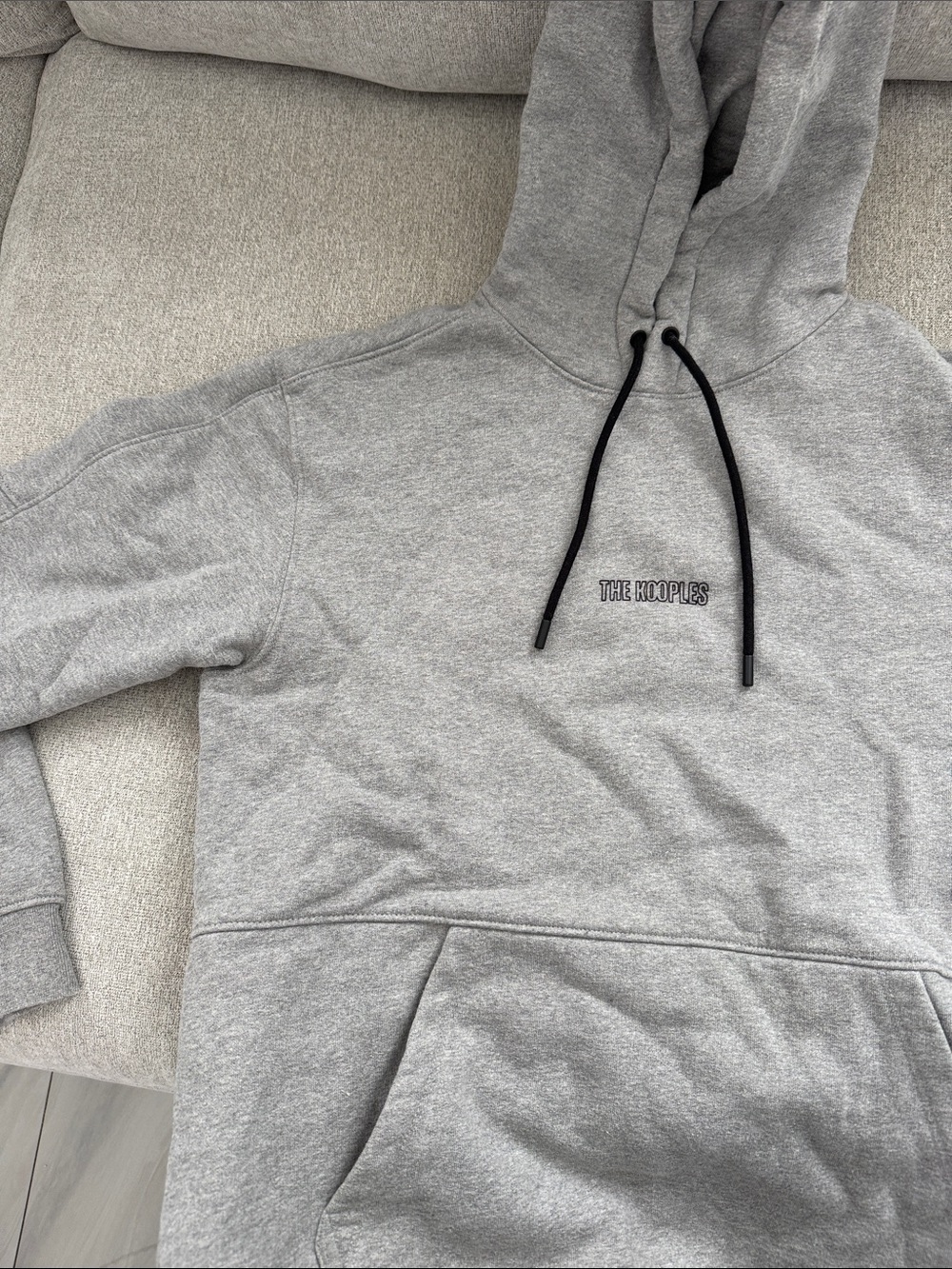 The Kooples Light Grey Hoodie with Black Drawstrings